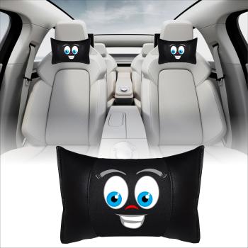Auto Nackenkissen 20x30cm Nackenpolster Leder Schwarz mit Druck Design